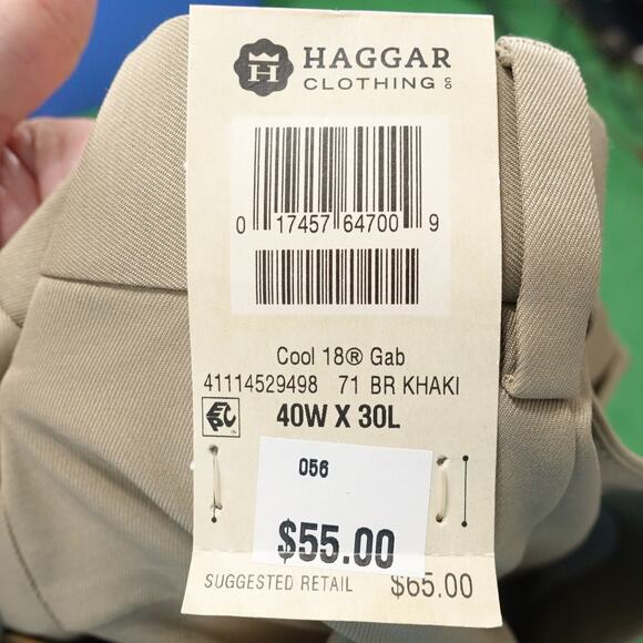 NWT HAGGAR CLASSIC FIT COOL 18 FLAT FRONT KHAKI CHINO PANTS MENS SIZE 40X30 NEW! - Picture 10 of 10